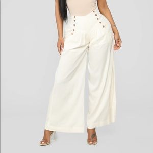 high waist pants creme